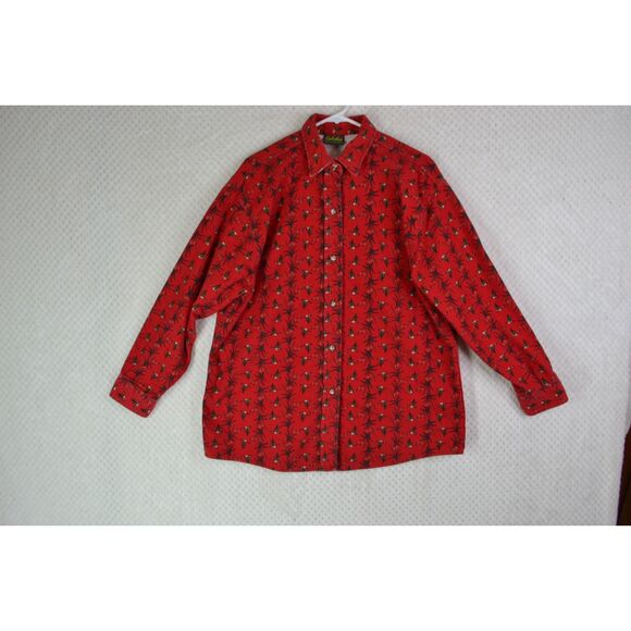 Cabela's Men's XL Vintage Red Flannel Flying Geese Heavyweight Button Up Shirt - Picture 1 of 11